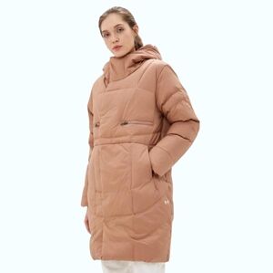 Under Armour ColdGear Long Puffer Coat Pink/Taupe Size Medium